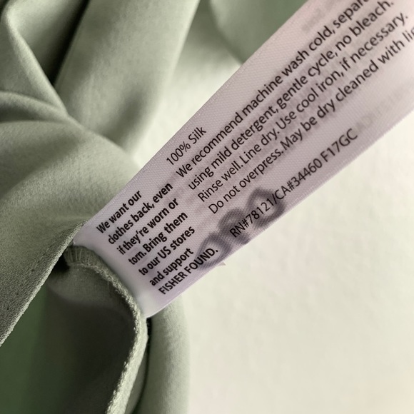 EILEEN FISHER petite medium / small Sea green Silk blouse short sleeve top NWT - Picture 6 of 8